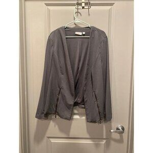 Belle by Kim Gravel 1X Charcoal Blazer | Zipper Detail, Fully Lined